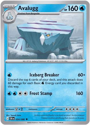 Avalugg 024  - Reverse Holofoil ME04 Chaos Rising - Uncommon