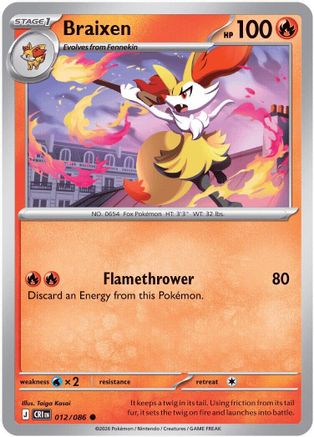 Braixen 012  - Reverse Holofoil ME04 Chaos Rising - Common