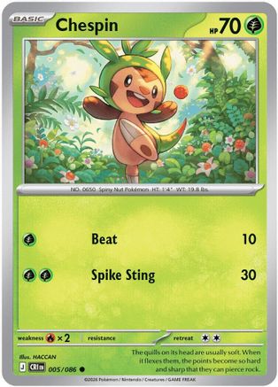 Chespin 005/086  - Reverse Holofoil ME04 Chaos Rising - Common