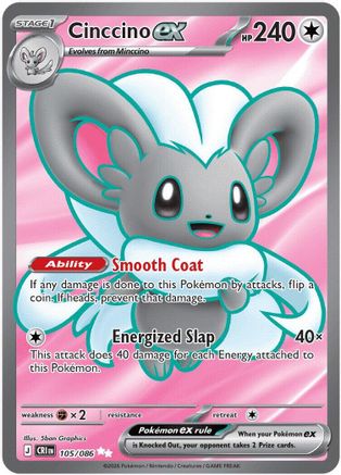 Cinccino ex 105/086  - Holofoil ME04 Chaos Rising - Ultra Rare