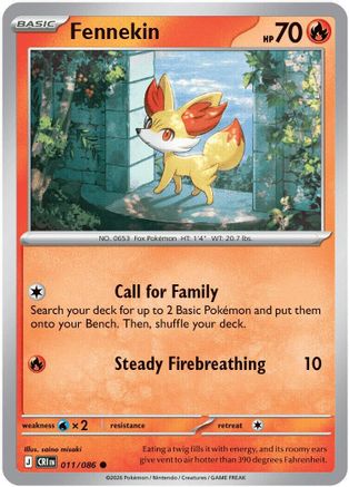 Fennekin 011  - Reverse Holofoil ME04 Chaos Rising - Common