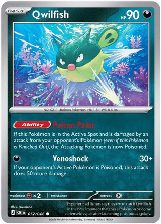Qwilfish 052  - Reverse Holofoil ME04 Chaos Rising - Common