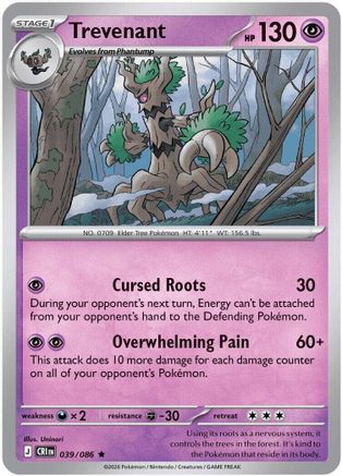 Trevenant 039  - Holofoil ME04 Chaos Rising - Rare