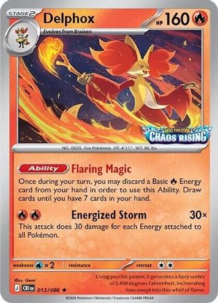 Delphox (Chaos Rising Stamped) 013/086  - Holofoil Miscellaneous Cards & Products - Rare