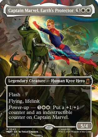 Captain Marvel, Earth's Protector (Borderless) (0342) (MSH-342) - Marvel Super Heroes Foil