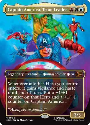 Captain America, Team Leader (Borderless) (MSC-005) - Commander: Marvel Super Heroes Foil