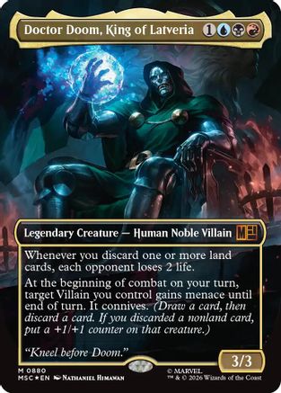 Doctor Doom, King of Latveria (Borderless) (Surge Foil) (MSC-880) - Commander: Marvel Super Heroes Foil