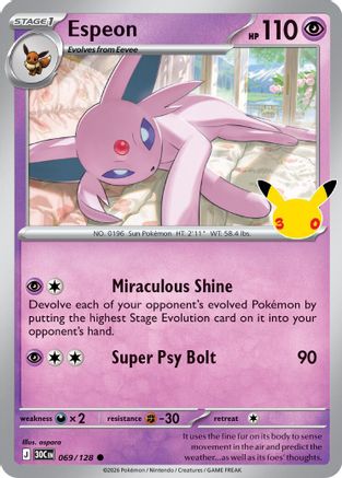 Espeon 069  - Holofoil ME 30th Celebration - Common