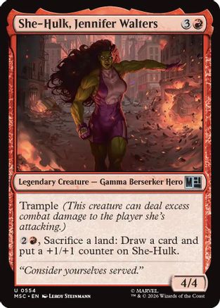 She-Hulk, Jennifer Walters (MSC-554) - Commander: Marvel Super Heroes