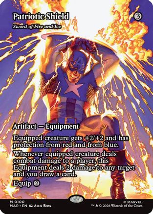 Patriotic Shield - Sword of Fire and Ice (Borderless) (MAR-100) - Marvel Universe Eternal-Legal