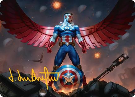 Captain America, Wings of Freedom Art Card (2/45) (Gold-Stamped Signature) (AAMSH-002) - Art Series: Marvel Super Heroes