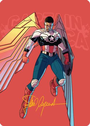 Captain America, Wings of Freedom Art Card (22/45) (Gold-Stamped Signature) (AAMSH-022) - Art Series: Marvel Super Heroes