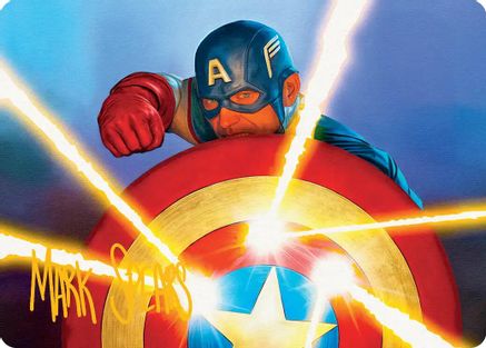 Captain's Defense Art Card (Gold-Stamped Signature) (AAMSH-041) - Art Series: Marvel Super Heroes