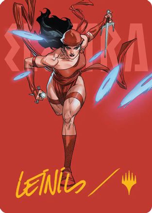 Elektra, Daughter of the Hand Art Card (Gold-Stamped Signature) (AAMSH-025) - Art Series: Marvel Super Heroes