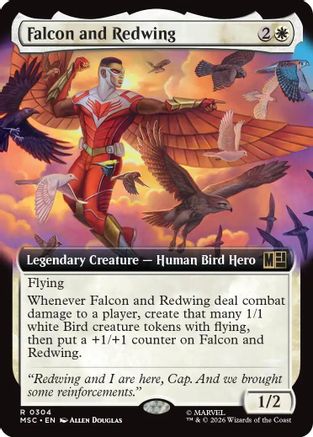 Falcon and Redwing (Extended Art) (MSC-304) - Commander: Marvel Super Heroes Foil