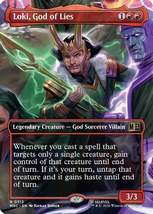 Loki, God of Lies (Borderless) (MSC-512) - Commander: Marvel Super Heroes Foil