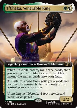 T'Chaka, Venerable King (Extended Art) (MSC-419) - Commander: Marvel Super Heroes Foil