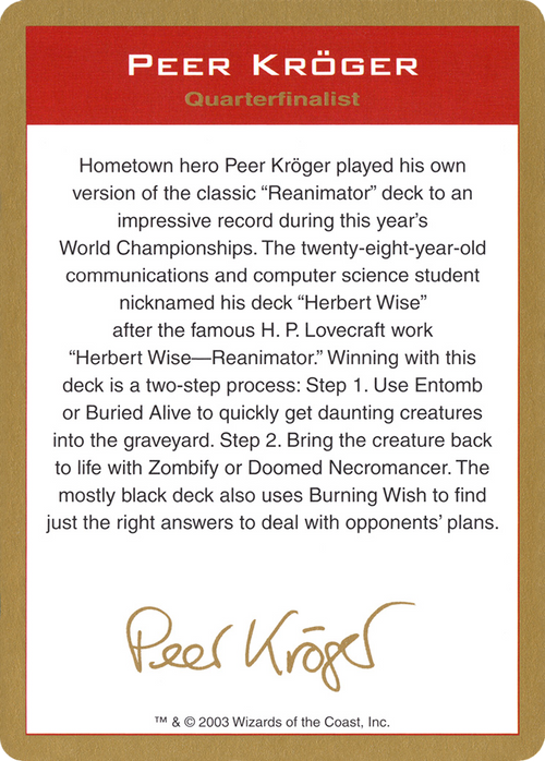 Peer Kröger Bio (WCD-PK0A) - World Championship Decks 2003