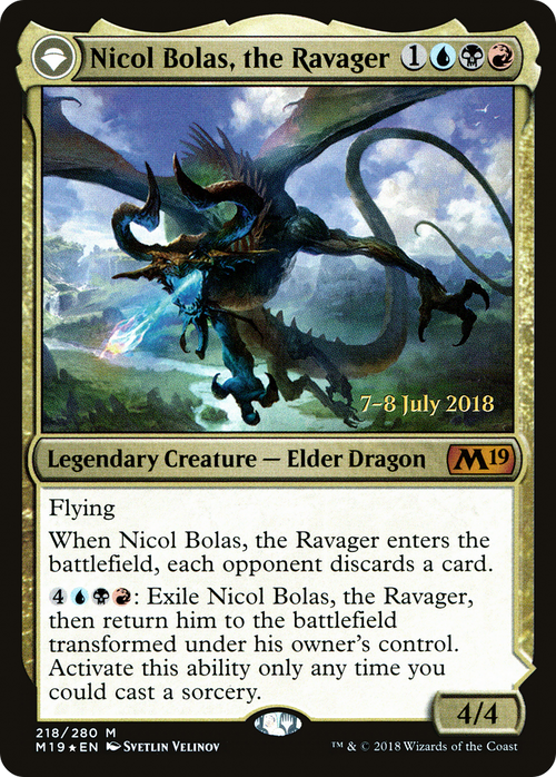 Nicol Bolas, the Ravager // Nicol Bolas, the Arisen (PRE-218S) - Core Set 2019 Promos: (originpwdfc) Foil