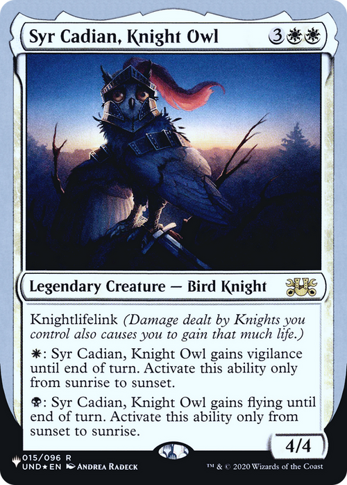 Syr Cadian, Knight Owl (LIST-015/096) - The List (Unfinity Foil Edition) Foil