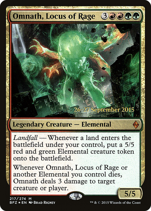 Omnath, Locus of Rage (PRE-217S) - Battle for Zendikar Promos Foil