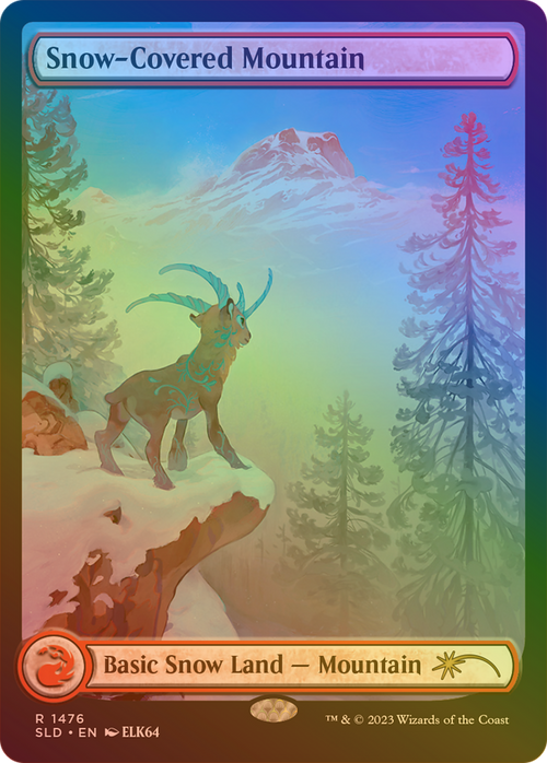 Snow-Covered Mountain (1476) (Rainbow Foil) (SLD-1476) - Secret Lair Drop: (Full Art) Foil