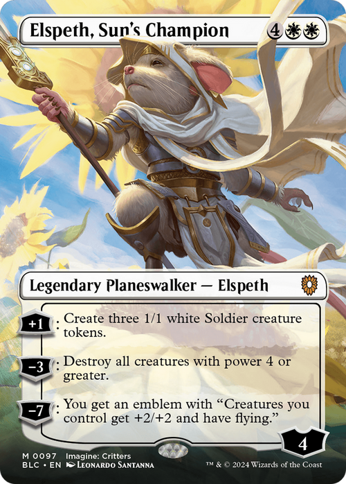 Elspeth, Sun's Champion (Borderless) (BLC-097) - Bloomburrow Commander Foil