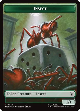 Insect // Clue Double-Sided Token (MSH-12 // 17) - Marvel Super Heroes Foil
