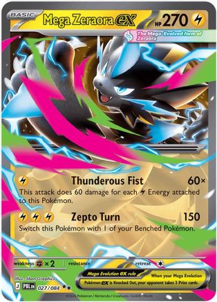 Mega Zeraora ex 027/084  - Holofoil ME05 Pitch Black - Double Rare