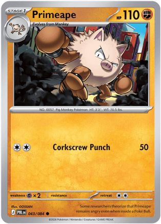 Primeape 043  - Reverse Holofoil ME05 Pitch Black - Common