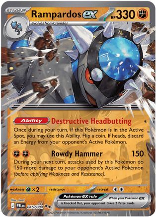Rampardos ex 045/084  - Holofoil ME05 Pitch Black - Double Rare