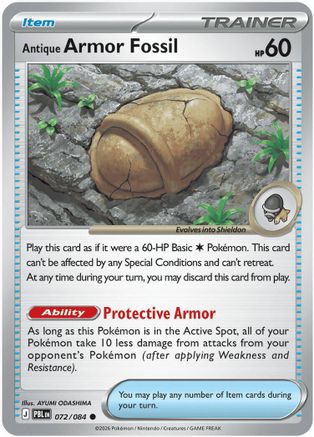 Antique Armor Fossil 072  - Reverse Holofoil ME05 Pitch Black - Common