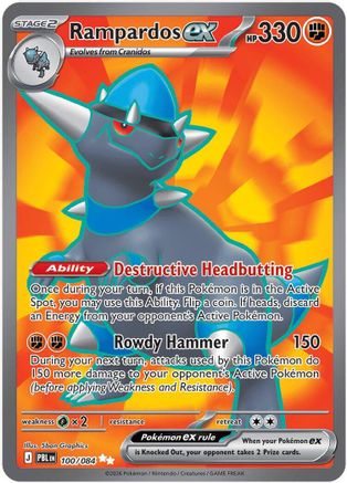 Rampardos ex 100/084  - Holofoil ME05 Pitch Black - Ultra Rare