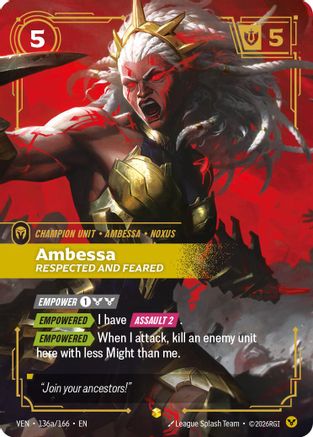 Ambessa, Respected and Feared (Alternate Art) (136a/166) - Vendetta Foil
