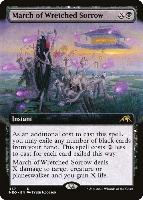 March of Wretched Sorrow (Extended Art) (NEO-457) - Kamigawa: Neon Dynasty: (Extended Art) Foil