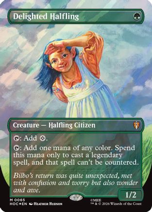 PRESALE - Delighted Halfling (Borderless) (Surge Foil) (HOB-065) - The Hobbit Foil