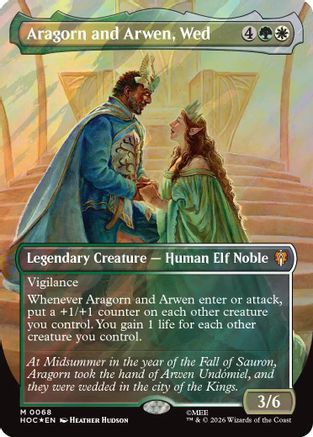 Aragorn and Arwen, Wed (Borderless) (Surge Foil) (HOB-068) - The Hobbit Foil