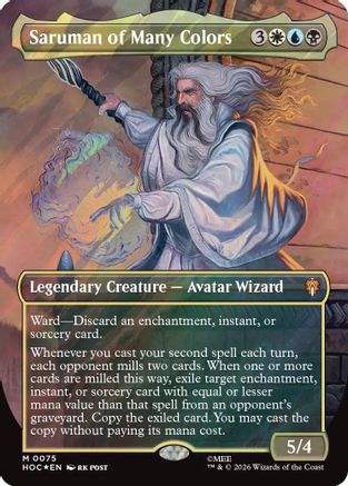 Saruman of Many Colors (Borderless) (Surge Foil) (HOC-075) - The Hobbit: Eternal-Legal Foil