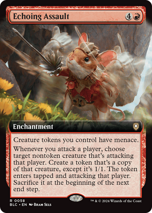 Echoing Assault (Extended Art) (BLC-058) - Bloomburrow Commander: (Extended Art)