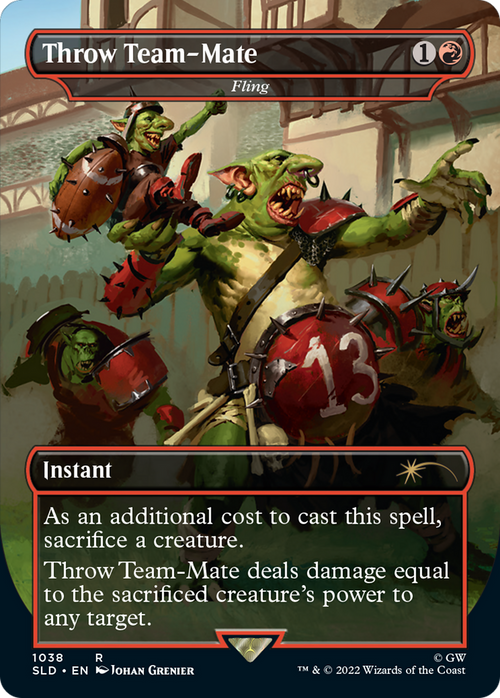 Throw Team-Mate - Fling (Borderless) (SLD-1038) - Secret Lair Drop / Throw Team-Mate