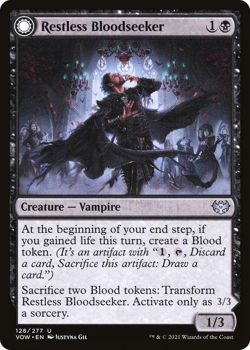 Restless Bloodseeker (VOW-128) - Innistrad: Crimson Vow: (Double Faced Transform) Foil