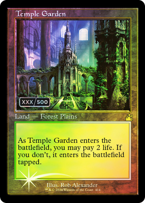 Temple Garden (Retro Frame) (Serial Numbered) (RVR-414) - Ravnica Remastered Foil