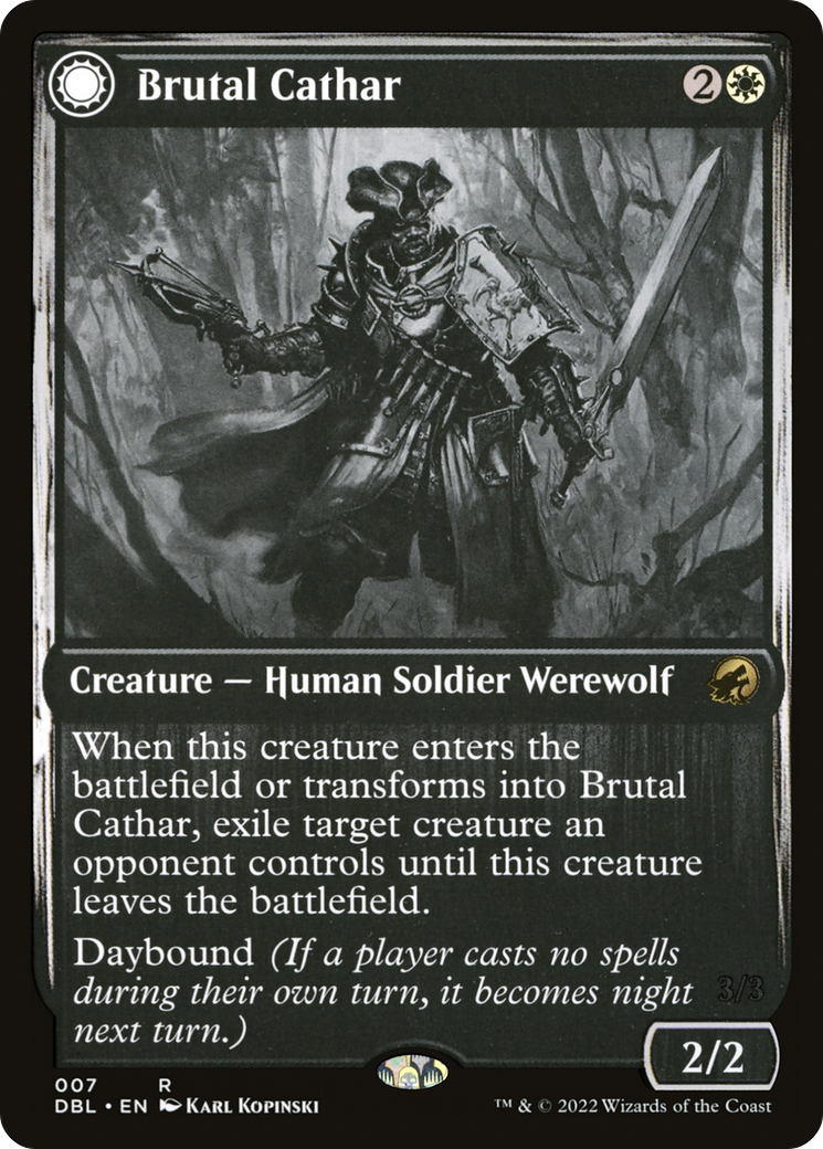 Brutal Cathar (DBL-007) - Innistrad: Double Feature: (Double Faced Transform)