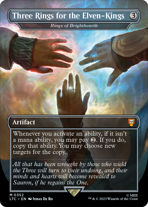 Three Rings for the Elven-Kings - Rings of Brighthearth (LTC-352) - Tales of Middle-earth Commander / Three Rings for the Elven-Kings (Borderless)