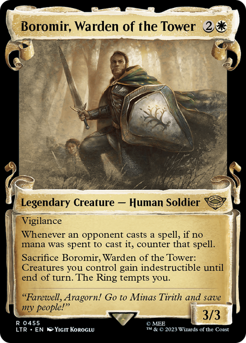 Boromir, Warden of the Tower (Showcase Scrolls) (LTR-455) - The Lord of the Rings: Tales of Middle-earth: (Showcase) Foil
