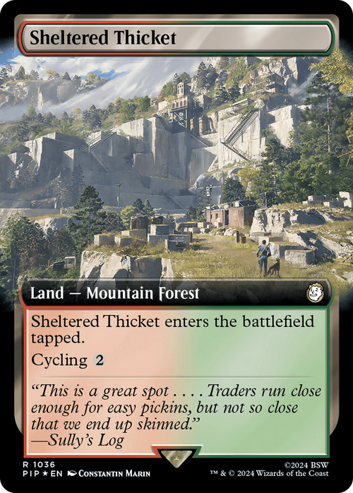 Sheltered Thicket (Extended Art) (Surge Foil) (PIP-1036) - Fallout: (Extended Art) Foil