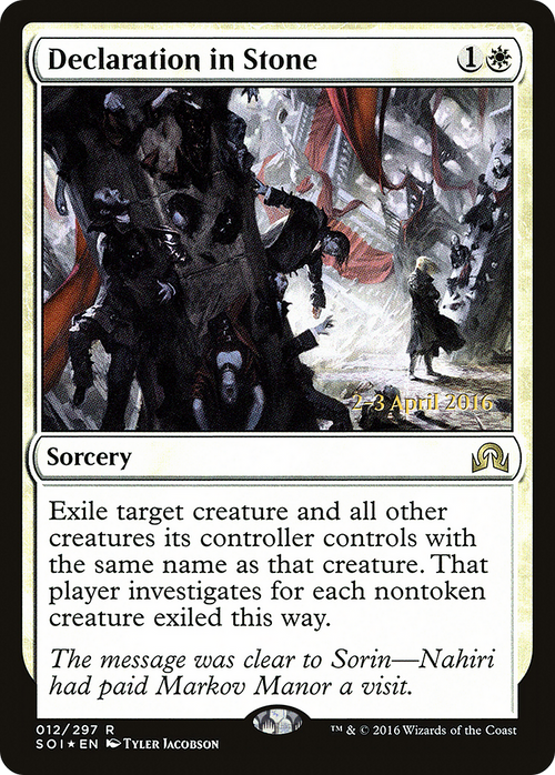 Declaration in Stone (PRE-12S) - Shadows over Innistrad Promos Foil