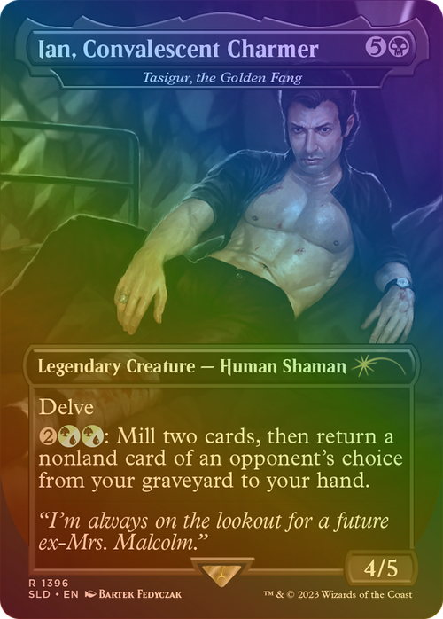 Ian, Convalescent Charmer - Tasigur, the Golden Fang (Rainbow Foil) (SLD-1396) - Secret Lair Drop / Ian, Convalescent Charmer (Borderless) Foil