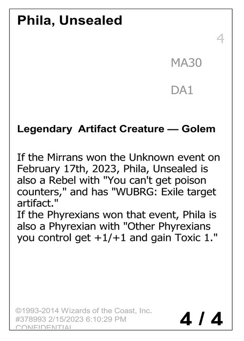 Phila, Unsealed (UNK-) - Unknown Event