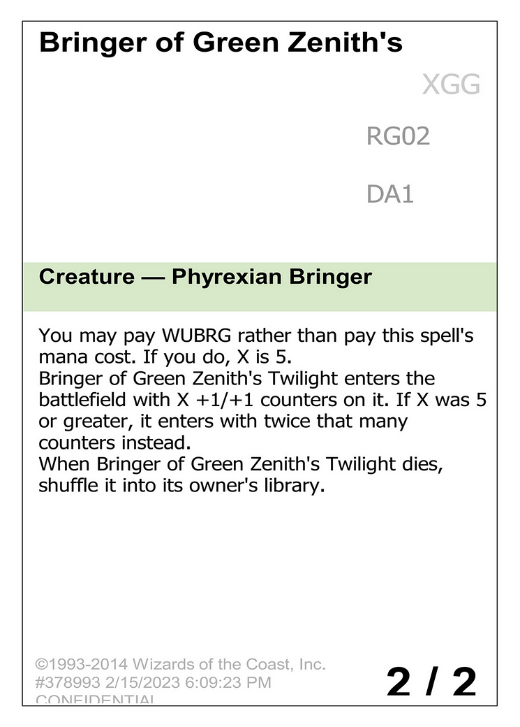 Bringer of Green Zenith's Twilight (UNK-RG02A) - Unknown Event